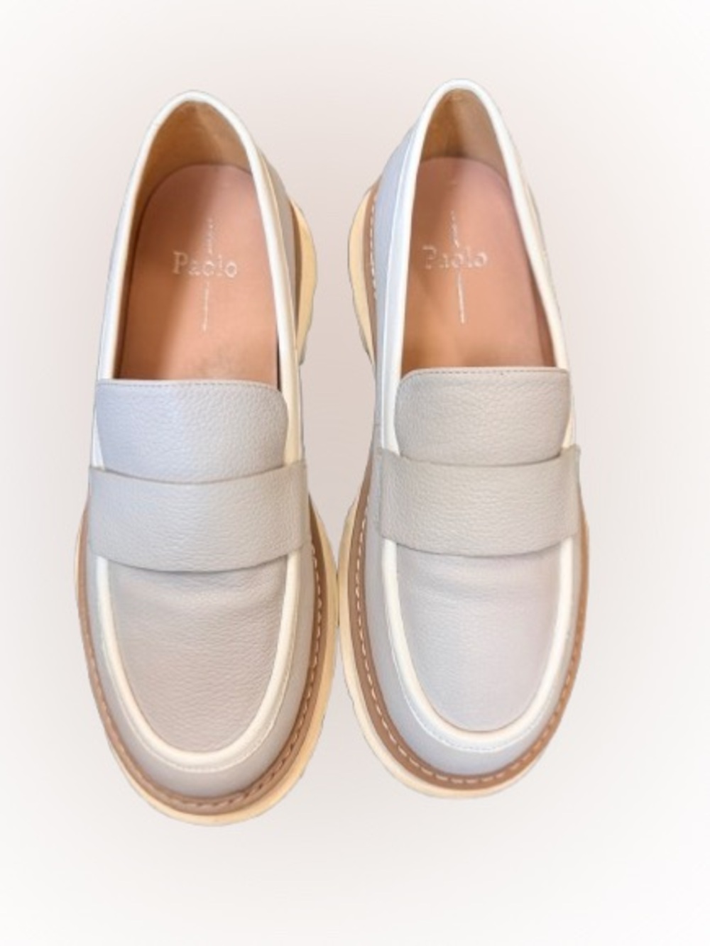 Paolo Chunky Loafers Womens 8M Neutral Platform Lug Sole Penny Loafer Shoes